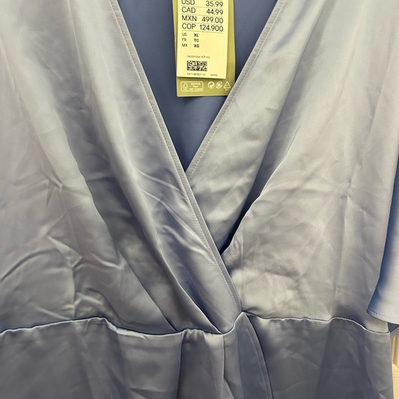 NWT H&M Blue Wrap Dress, Sz XL - Picture 4 of 8
